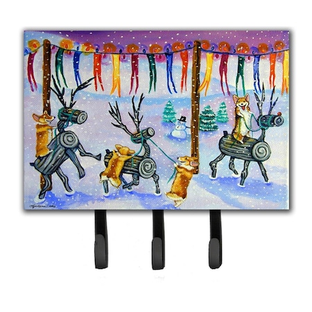 Carolines Treasures Corgi Log Reindeer Race Christmas Leash or Key Holder 7443TH68